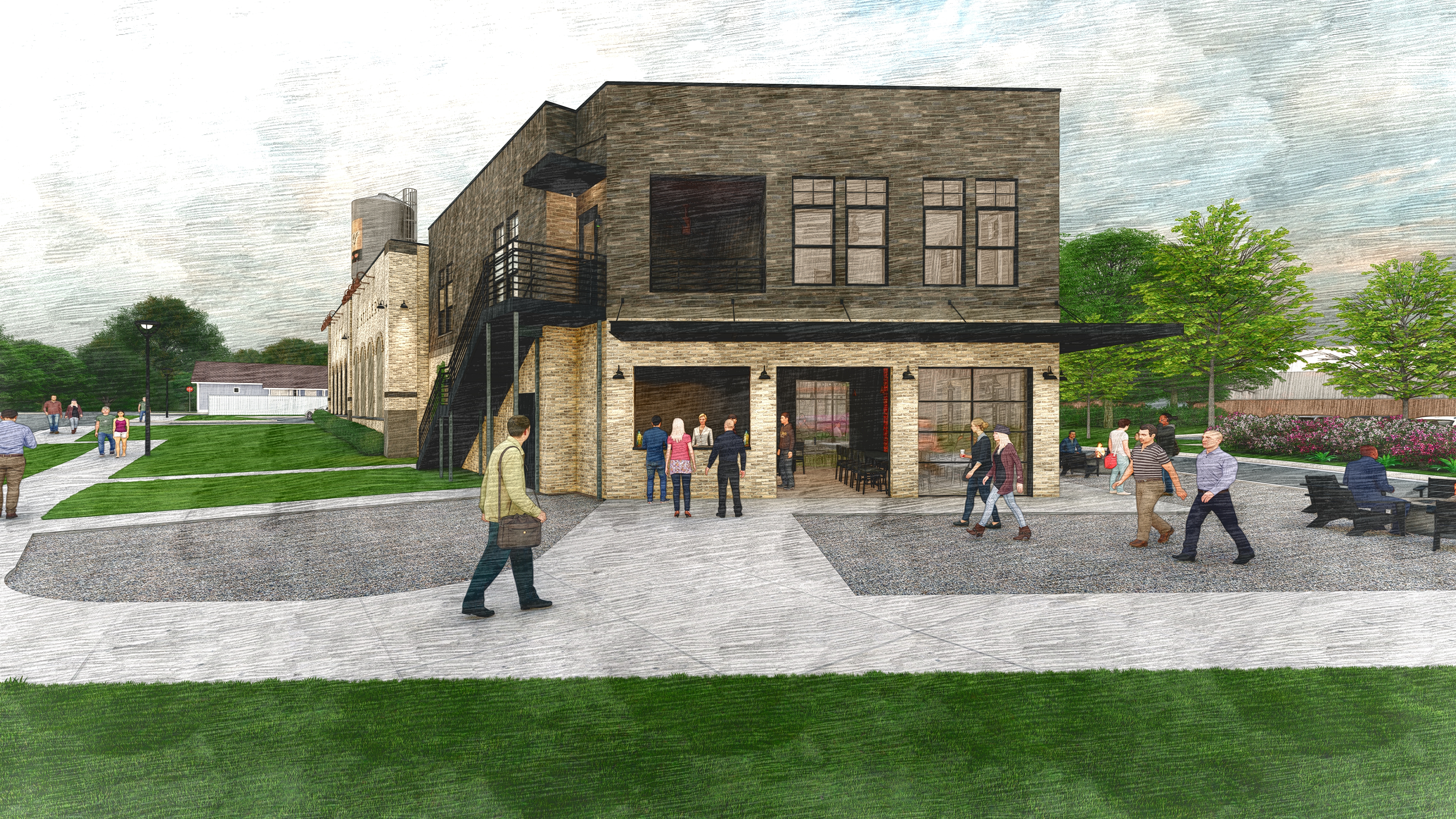 Lazy Guy Distillery patio view